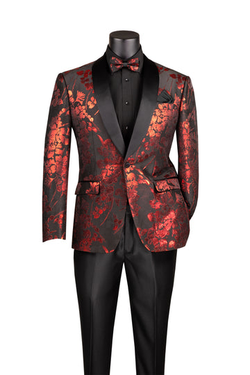 Single Breasted 1 button Slim fit Floral Sport Coat Jacquard Fabric Style