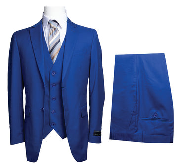 Sophisticated steel blue three-piece suit