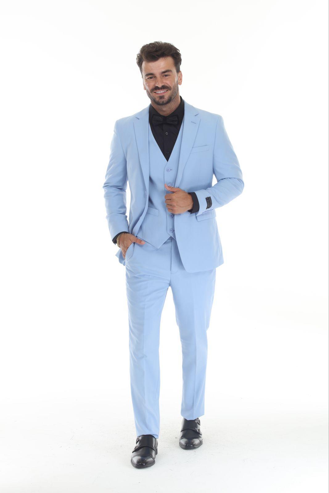 Men 3-Piece Light Blue Slim Fit MARCNULOOKFASHION INC. Men 3-Piece Light Blue Slim Fit MARCNULOOKFASHION INC.