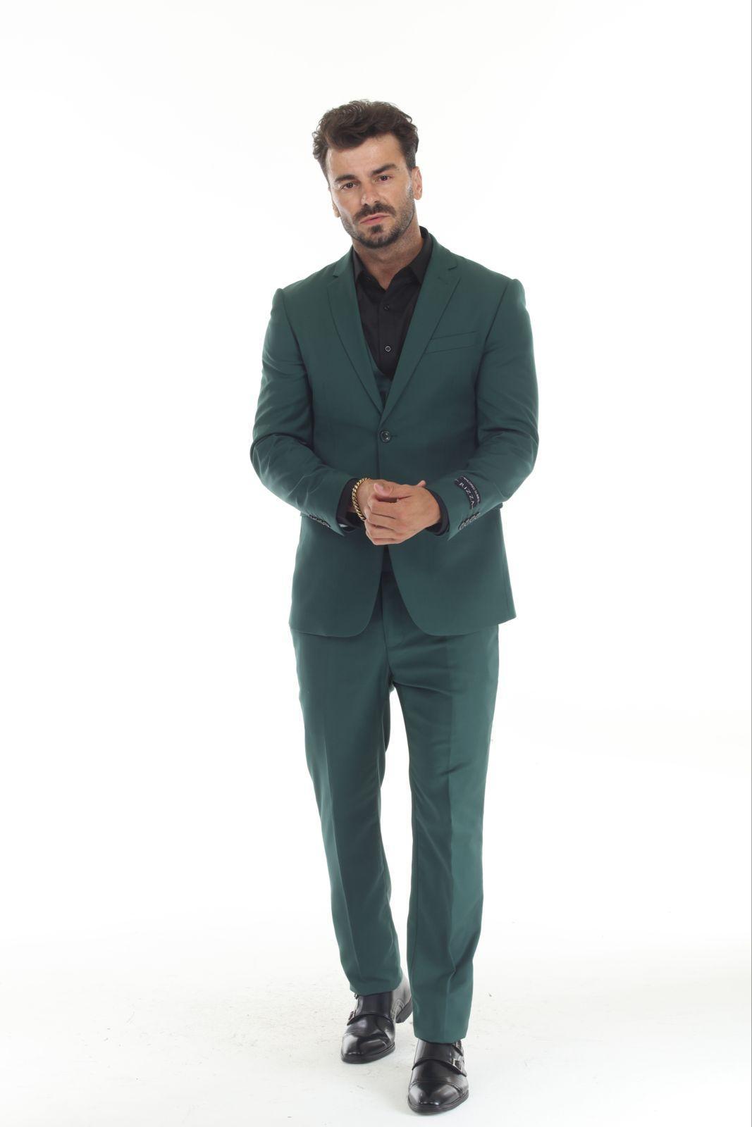 Men 3-Piece Green Slim Fit Suit MARCNULOOKFASHION INC. Men 3-Piece Green Slim Fit Suit MARCNULOOKFASHION INC.