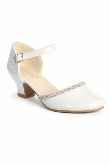 Girl Shoe Style #S192 Elegant White Patent Mary Jane Heels
