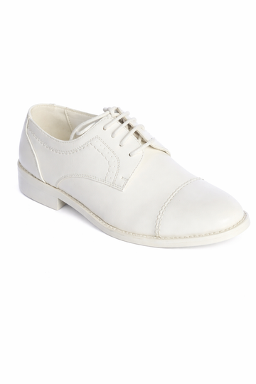 Boy Shoe Style #S130 Classic White Cap-Toe Derby Dress