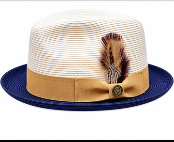 South Beach Two-Tone Straw Fedora Hat – Men’s Dress Hat