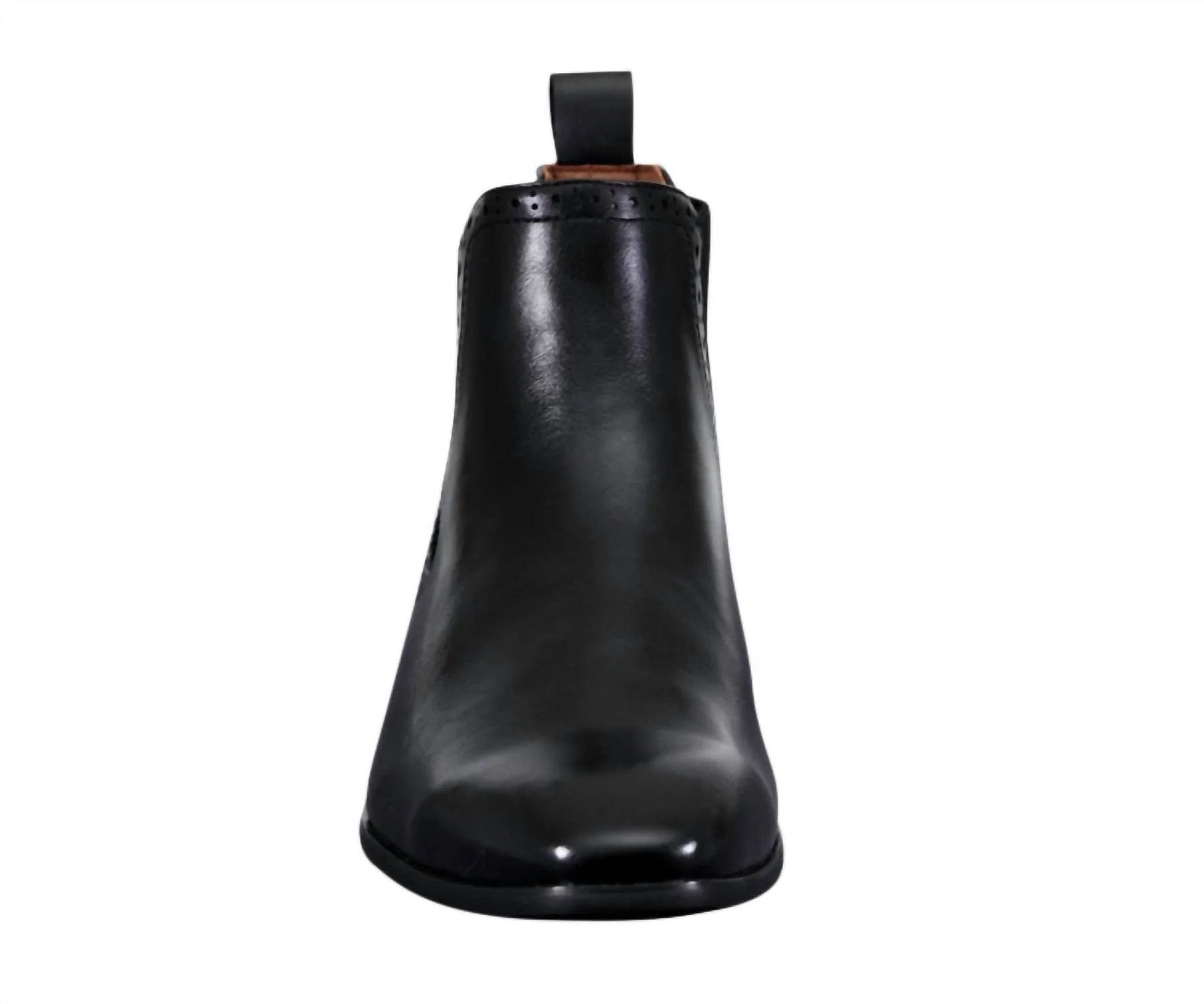 Men's Black Chelsea Leather Dress Boot with Genuine Leather Upper and Slip-On Elastic Side Panels for Business, Wedding and Formal Wear
