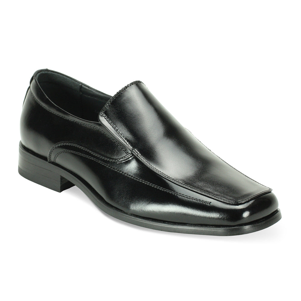 Black dress shoe on a white background