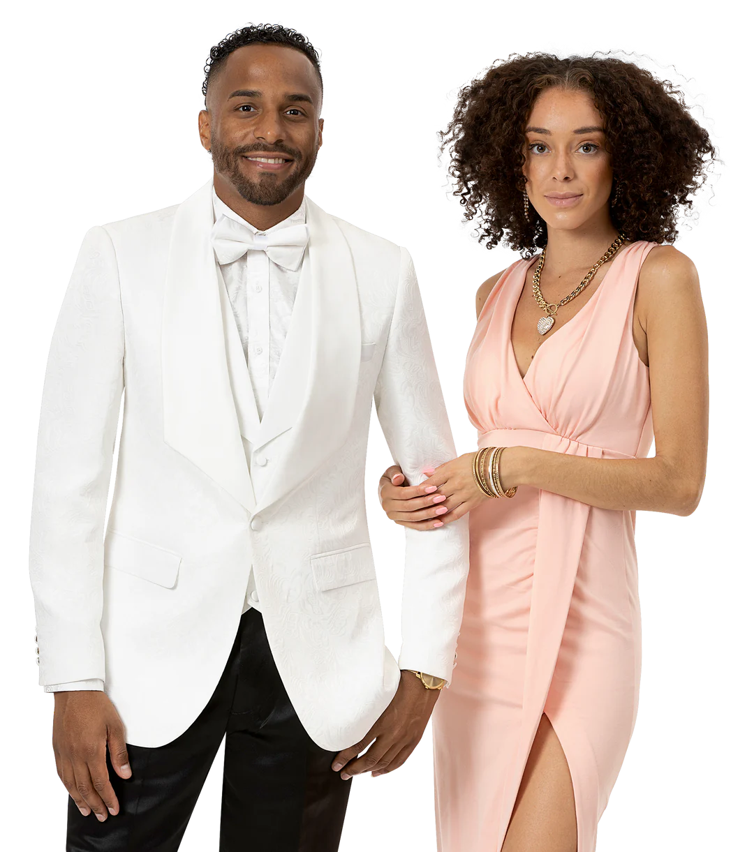 Simple White Three Piece Suit