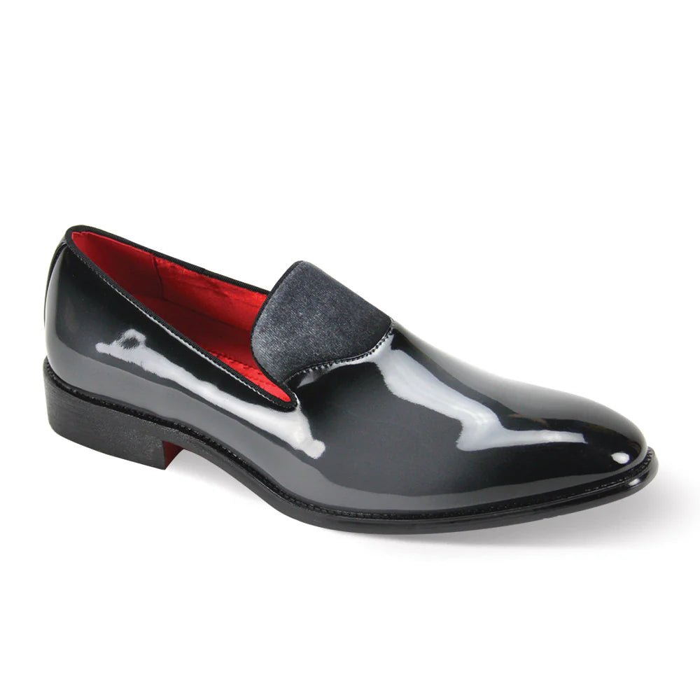 After Midnight Grey Patent Leather Slip On Shoes