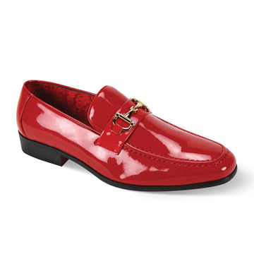 Terroni Black Patent Horsebit Loafers Red