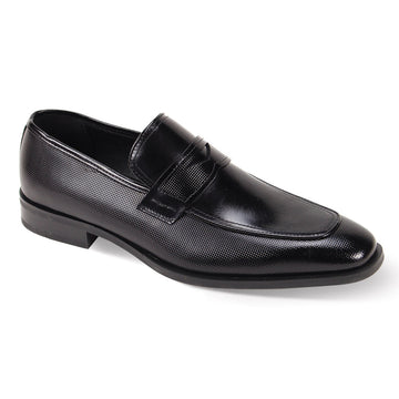 Giorgio Venturi Black Textured Penny Loafers