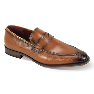 Giorgio Venturi Tan Textured Penny Loafers
