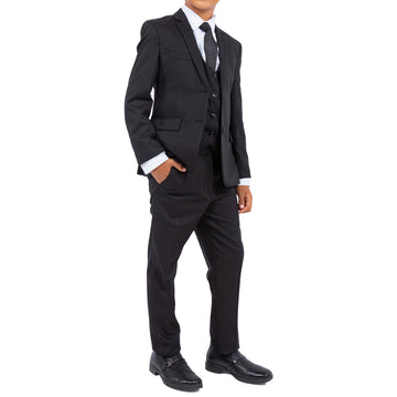 Tazzio Boys' 5-Piece Solid Suit Set – Jacket, Vest, Pants, Shirt & Tie