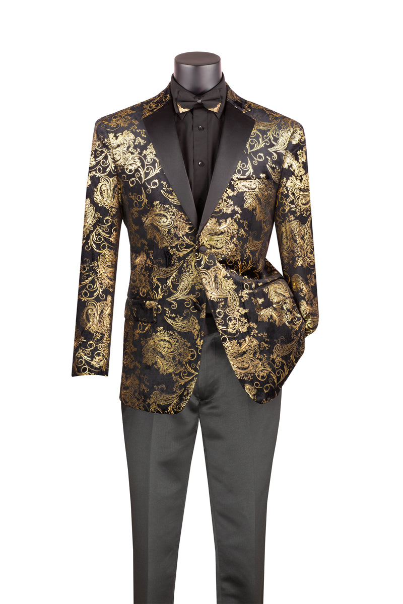 Modern Fit Embossed Velvet Sport Coat – Single-Breasted, 2 Buttons