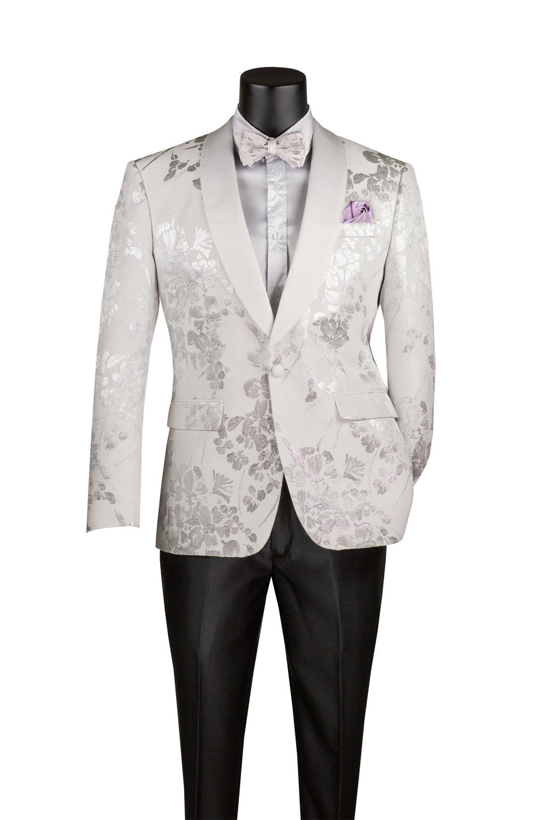Single Breasted 1 button Slim fit Floral Sport Coat Jacquard Fabric Style