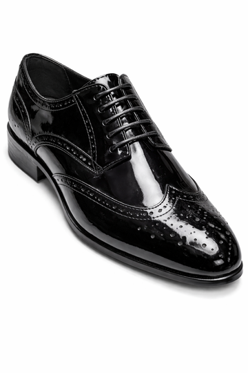 Terroni Black Patent Leather Brogue Oxfords