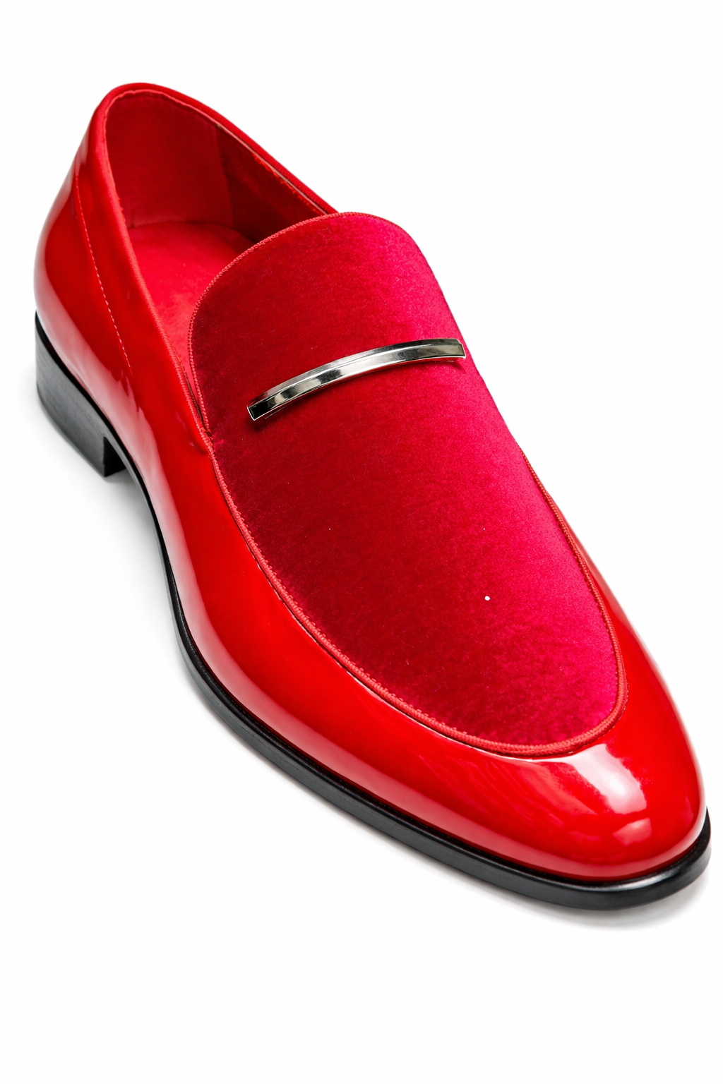 Terroni Red Velvet Patent Loafers