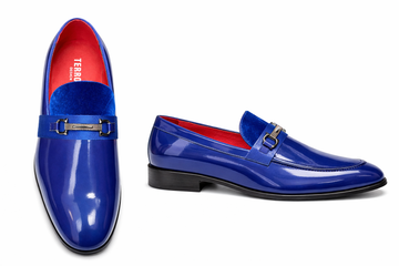 Terroni Royal Blue Patent & Velvet Loafers