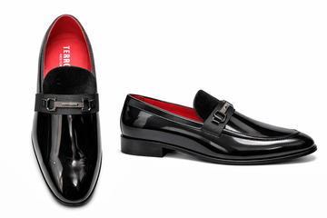 Terroni Black Patent & Velvet Loafers