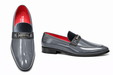 Terroni Gray Patent & Velvet Loafers