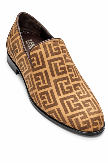 Terroni Brown Camel Brown Pattern Designer Loafers