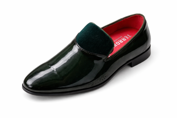 Dark Green Patent Velvet Loafers – Luxury Men's Dress Shoes