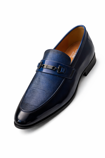 Navy Blue Textured Loafer