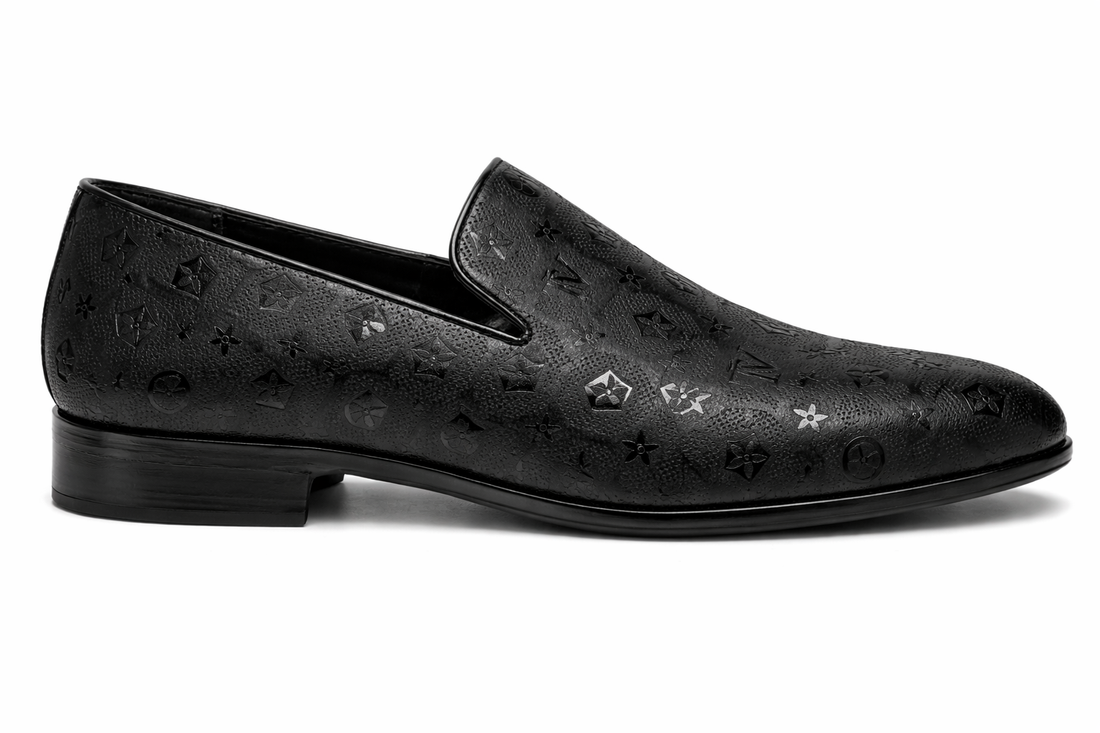 Terroni Black Embossed Loafers