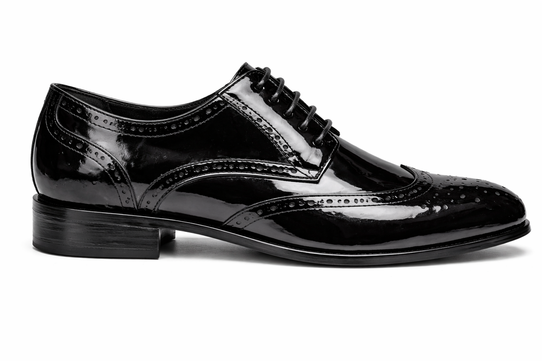 Terroni Black Patent Leather Brogue Oxfords