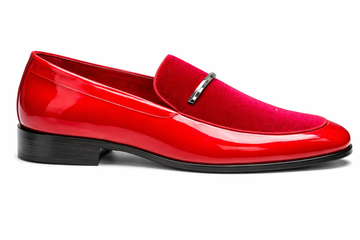 Terroni Red Velvet Patent Loafers