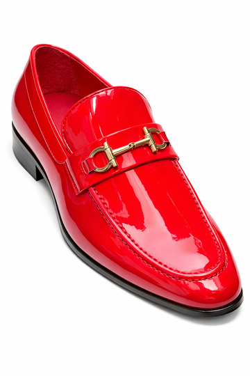 Terroni Red Patent Horsebit Loafers