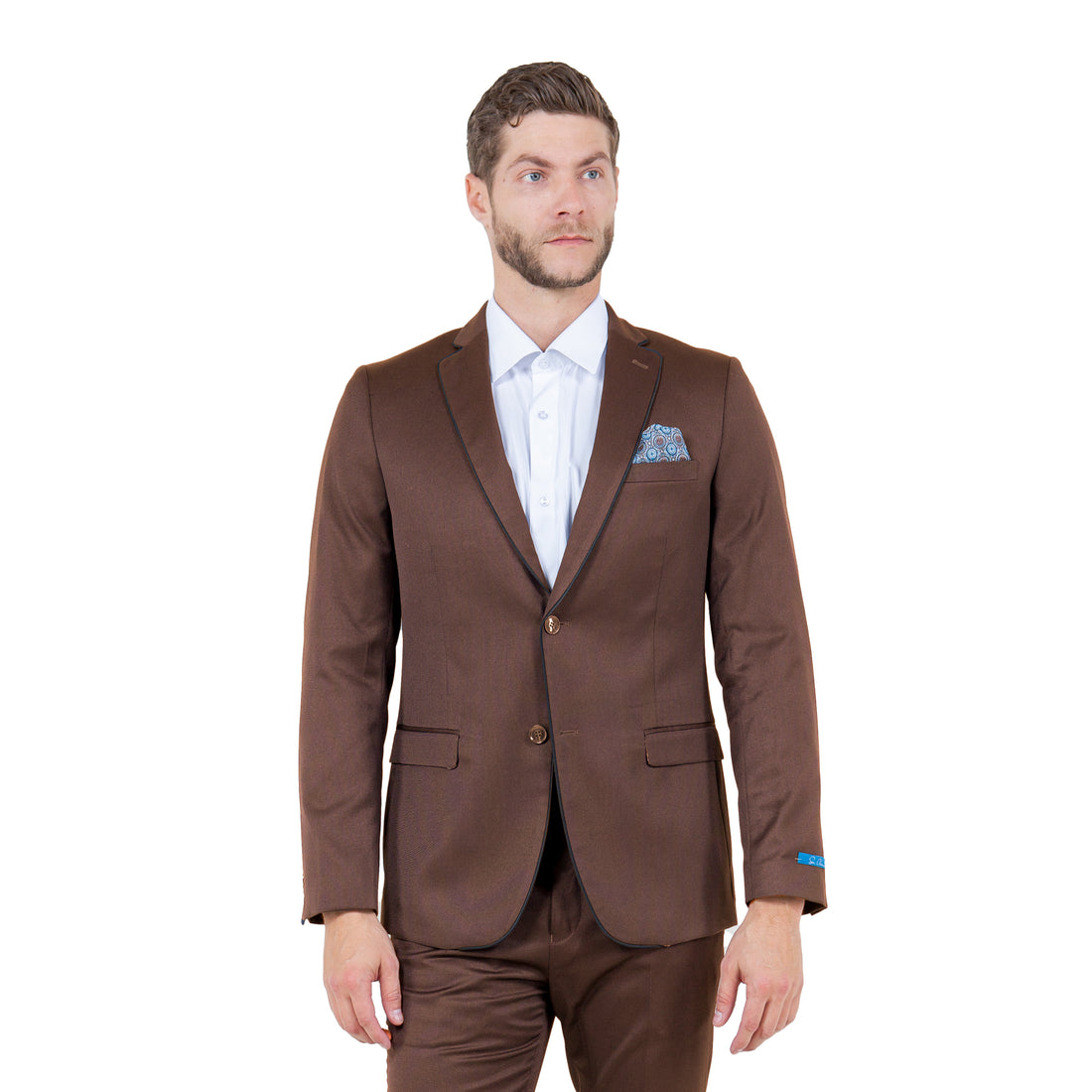 Sean Alexander Men's Brown Skinny Fit 2-Piece Birdseye Suit