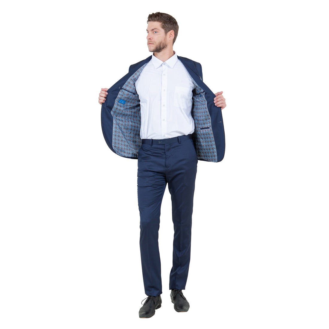 Sean Alexander Men's Blue Skinny Fit 2-Piece Birdseye Suit