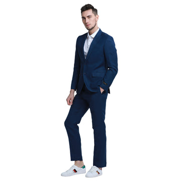 Tazzio Men's Navy Slim Fit 2-Piece Linen Suit
