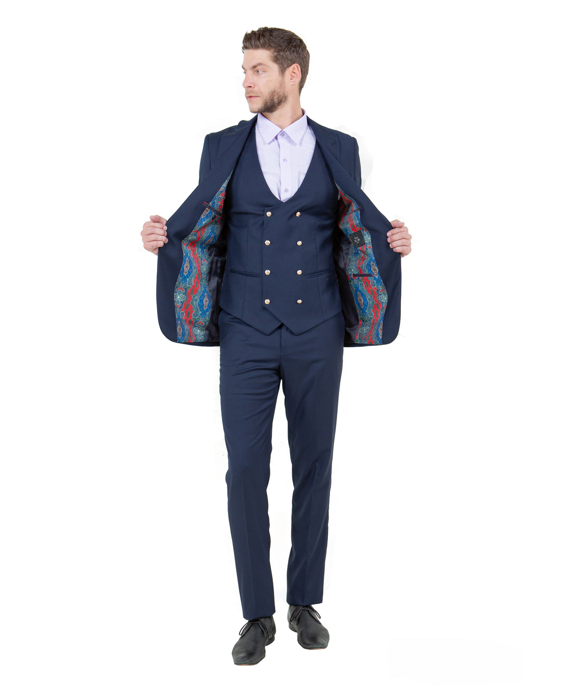 Mens Suit 3pc Solid Peak Lapel Double Breasted Vest Suit For All Ocassions