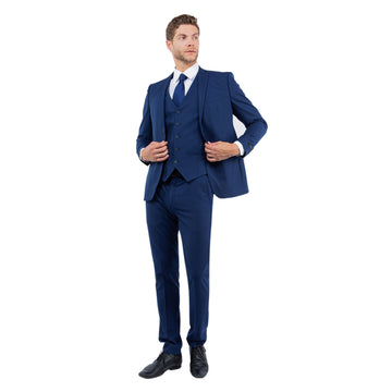 Zegarie Men's Navy 4-Way Stretch Slim Fit 3-Piece Suit