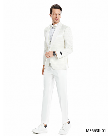 Ivory Men's Modern Fit 2-Piece Two-Button Notch Lapel Suit