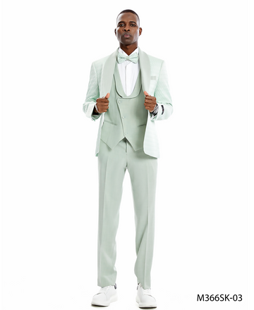 Men's Mint Modern Fit 3-Piece Two-Button Notch Lapel Suit