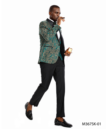 Men's Green & Black Modern Fit 3-Piece Suit – Notch Lapel