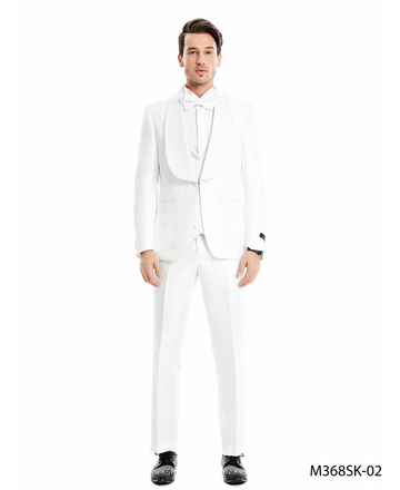 Men's White Modern Fit 3-Piece Two-Button Notch Lapel Suit