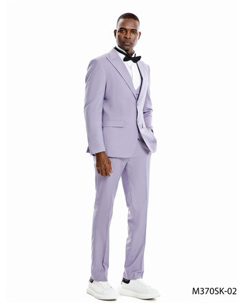Tazzio Men's Lavender 3-Piece Linen Suit – Double-Breasted Vest