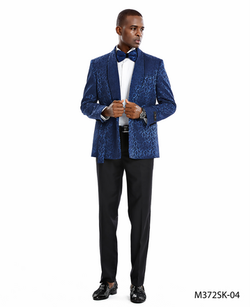 Tazzio Men's Blue & Black Paisley 2-Piece Shawl Collar Suit