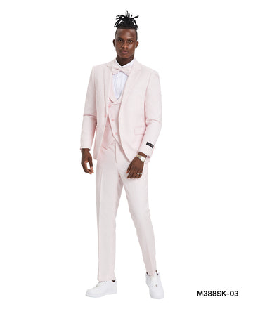 Tazzio Men's Pink Polka Dot 3-Piece Suit with Matching Bow Tie