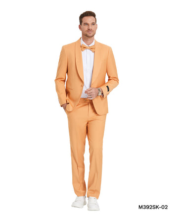 Tazzio Men's Tangerine 2-Piece Shawl Collar Suit – Adjustable Waist