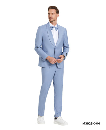 Tazzio Men's Beau Blue 2-Piece Shawl Collar Suit – Adjustable Waist