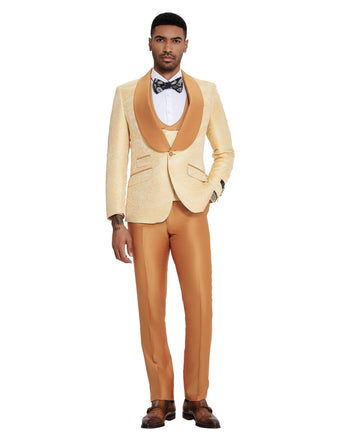Tazzio Men's Beige 2-Piece Peak Lapel Suit – Wedding & Formal Suit