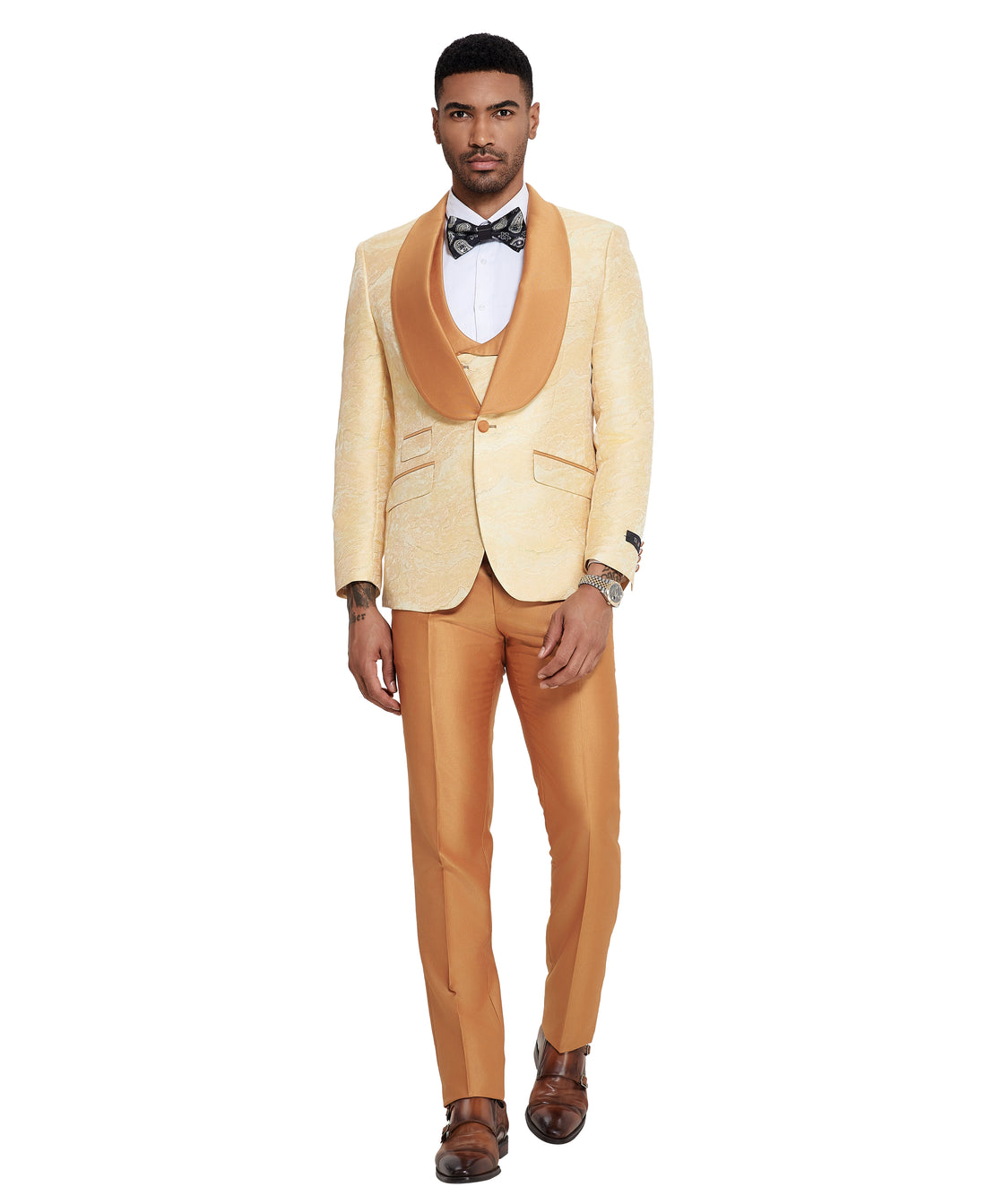 Tazzio Men's Beige 2-Piece Peak Lapel Suit – Wedding & Formal Suit