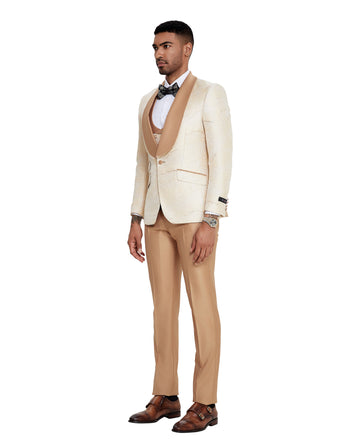 Tazzio Men's Tan 2-Piece Peak Lapel Suit – Wedding & Formal Suit