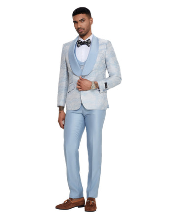 Tazzio Men's Sky Blue 2-Piece Peak Lapel Suit – Wedding & Prom Suit