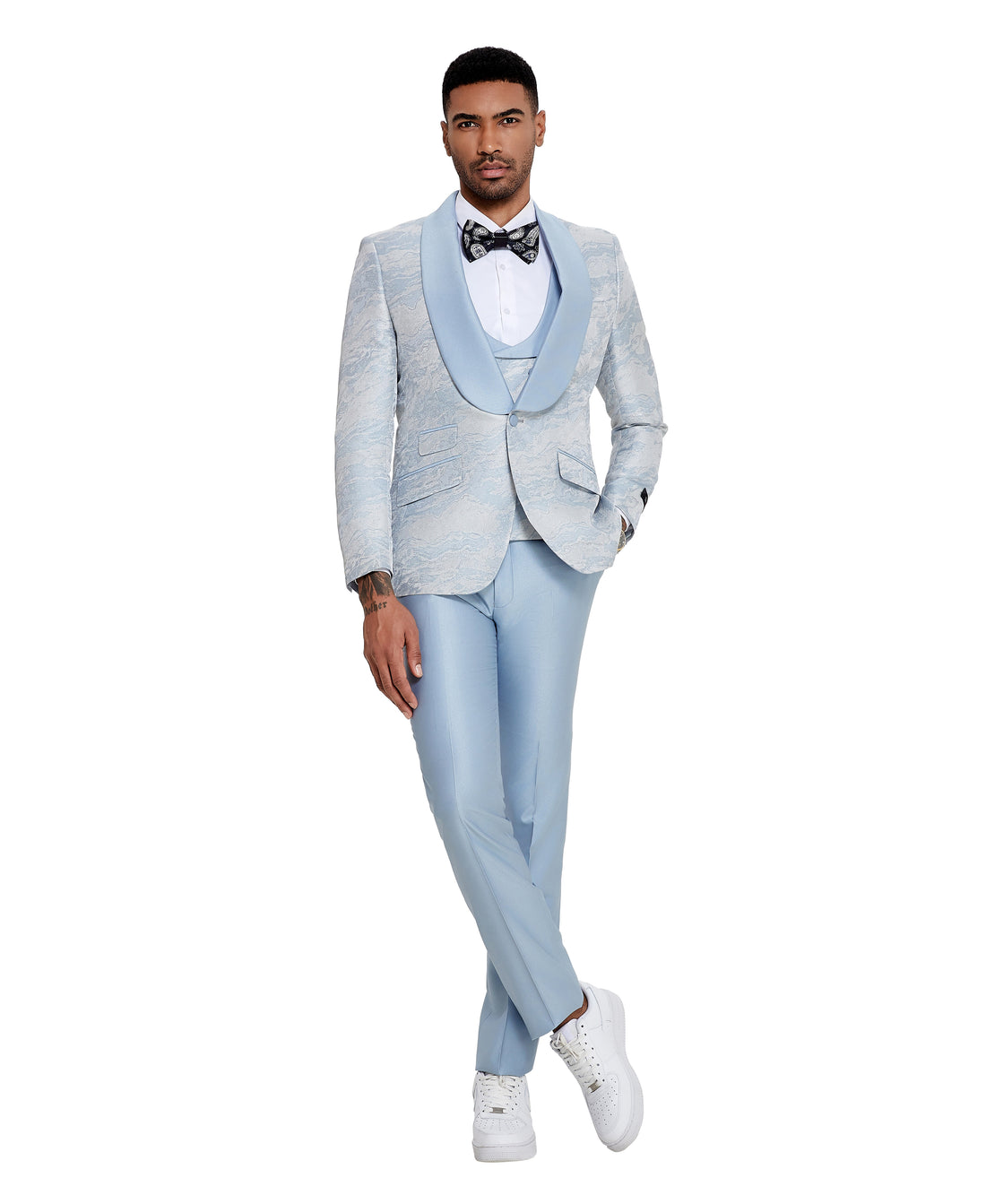 Tazzio Men's Sky Blue 2-Piece Peak Lapel Suit – Wedding & Prom Suit