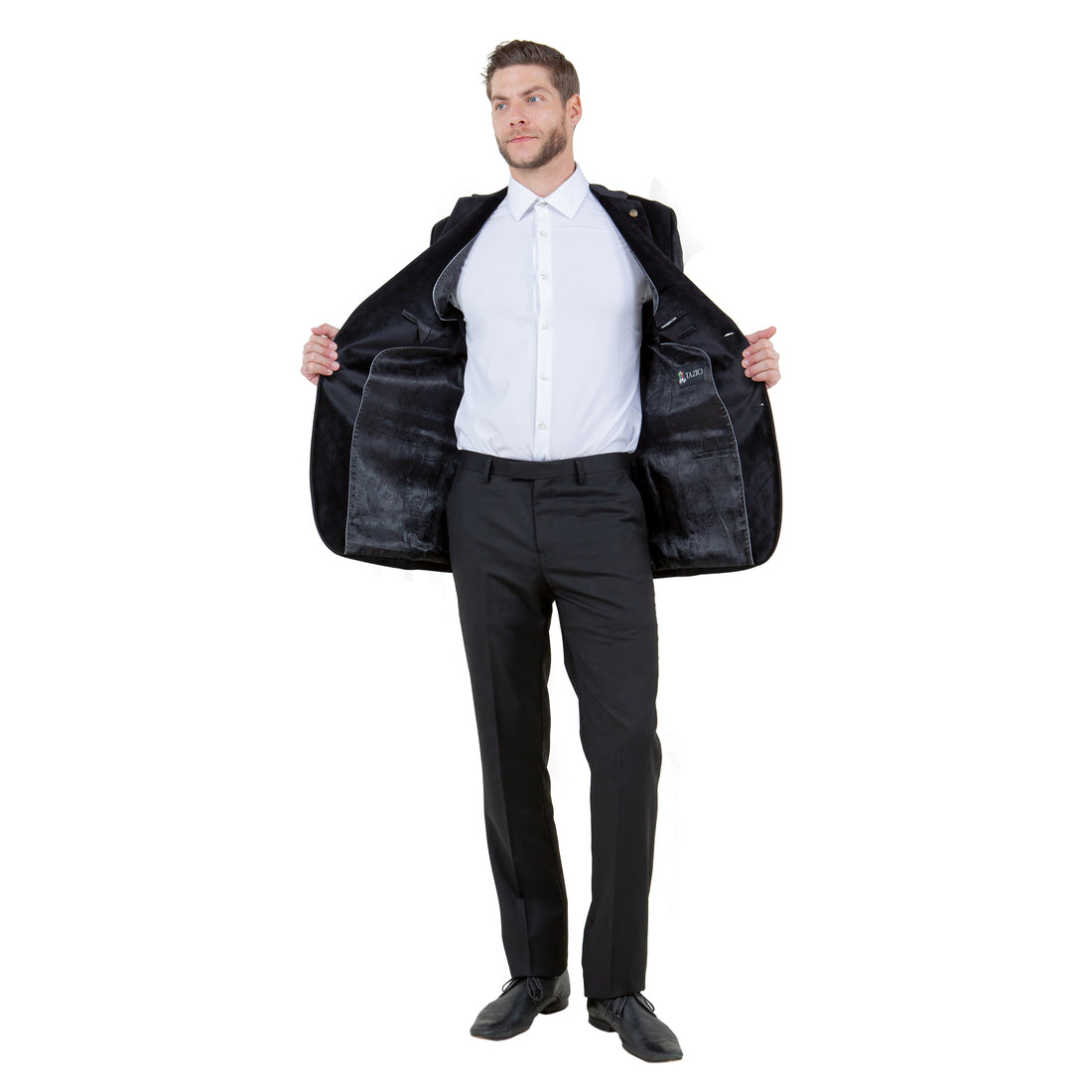 Tazzio Men's Black Velvet Blazer – Modern Fit Notch Lapel Jacket
