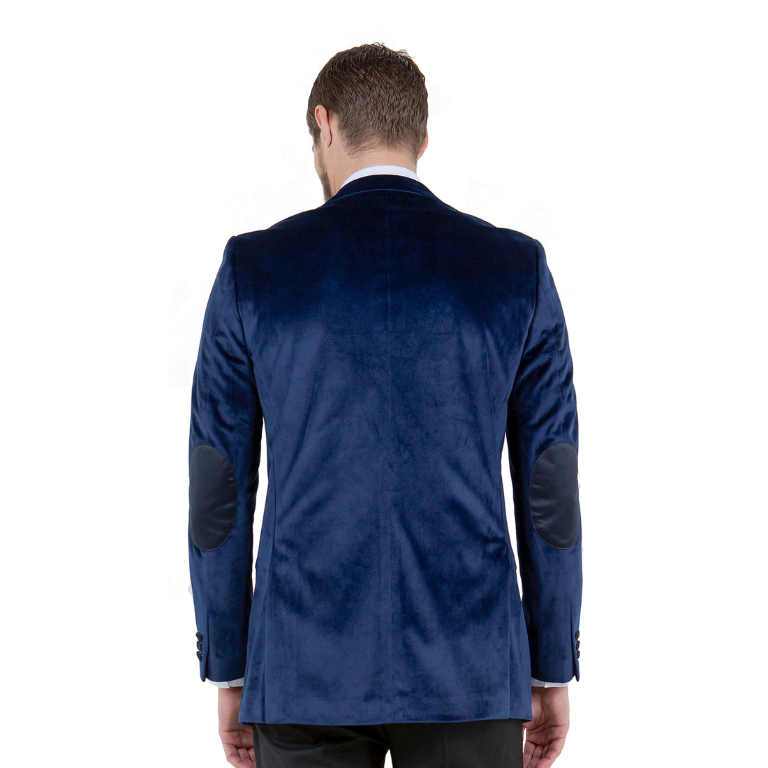 Tazzio Men's Navy Velvet Blazer – Modern Fit Notch Lapel Jacket